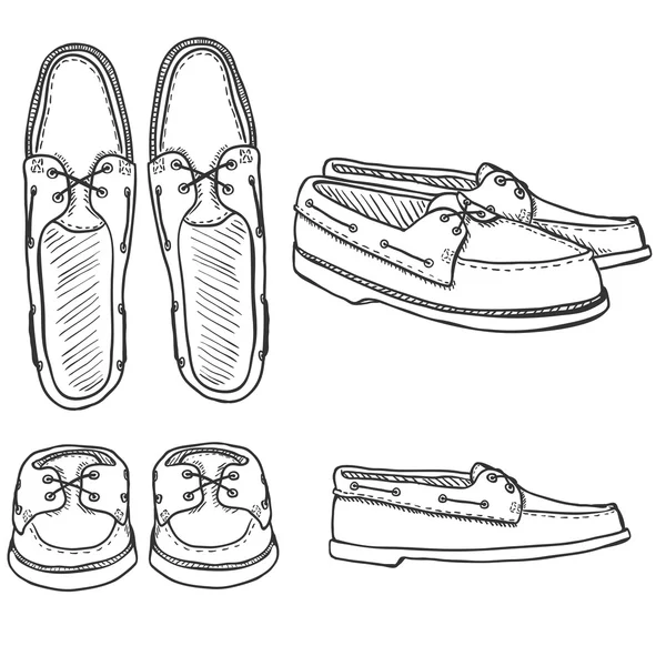 Set di Sketch Topsider Scarpe Uomo . — Vettoriale Stock