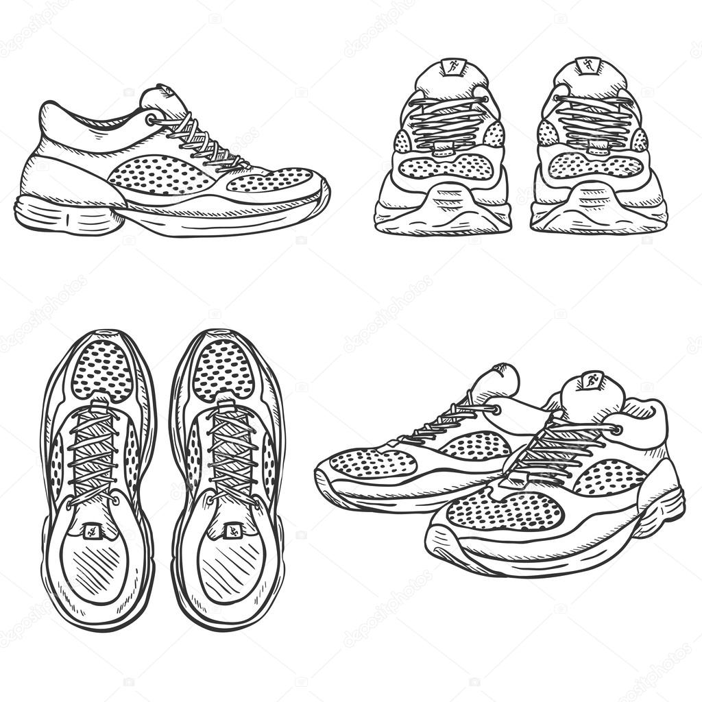 Set of Sketch Running Shoes. Stock Vector Image by ©nikiteev #127177450