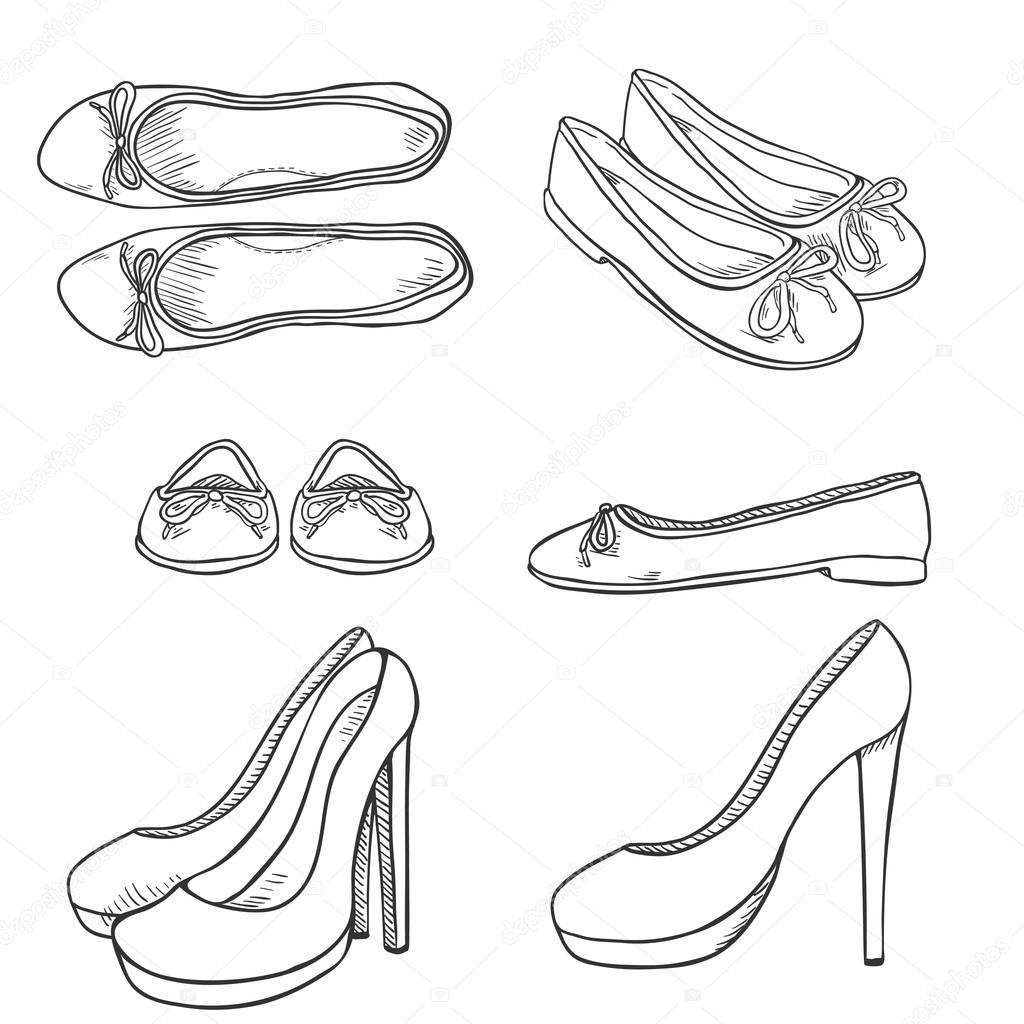 Premium Vector | Woman's shoe, vector sketch, women's shoe, vector sketch  illustration