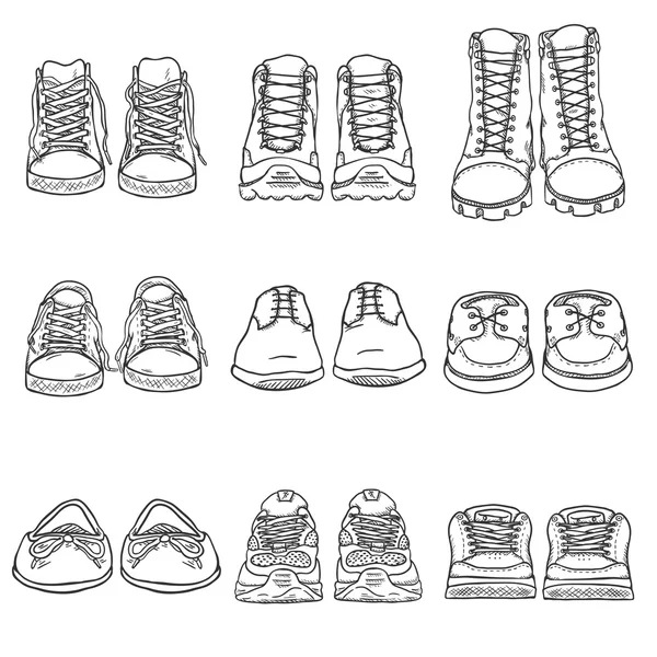 Set of Sketch Shoes Items. — Stock Vector