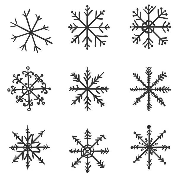 Set von dekorativen Schneeflocken — Stockvektor