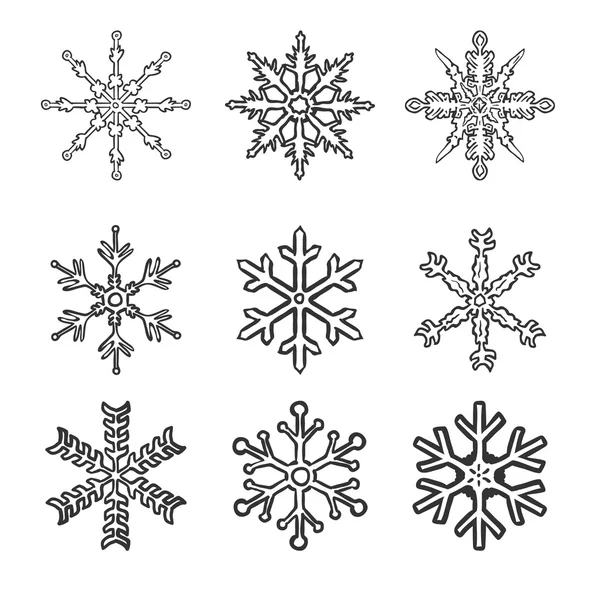 Set de copos de nieve decorativos — Vector de stock