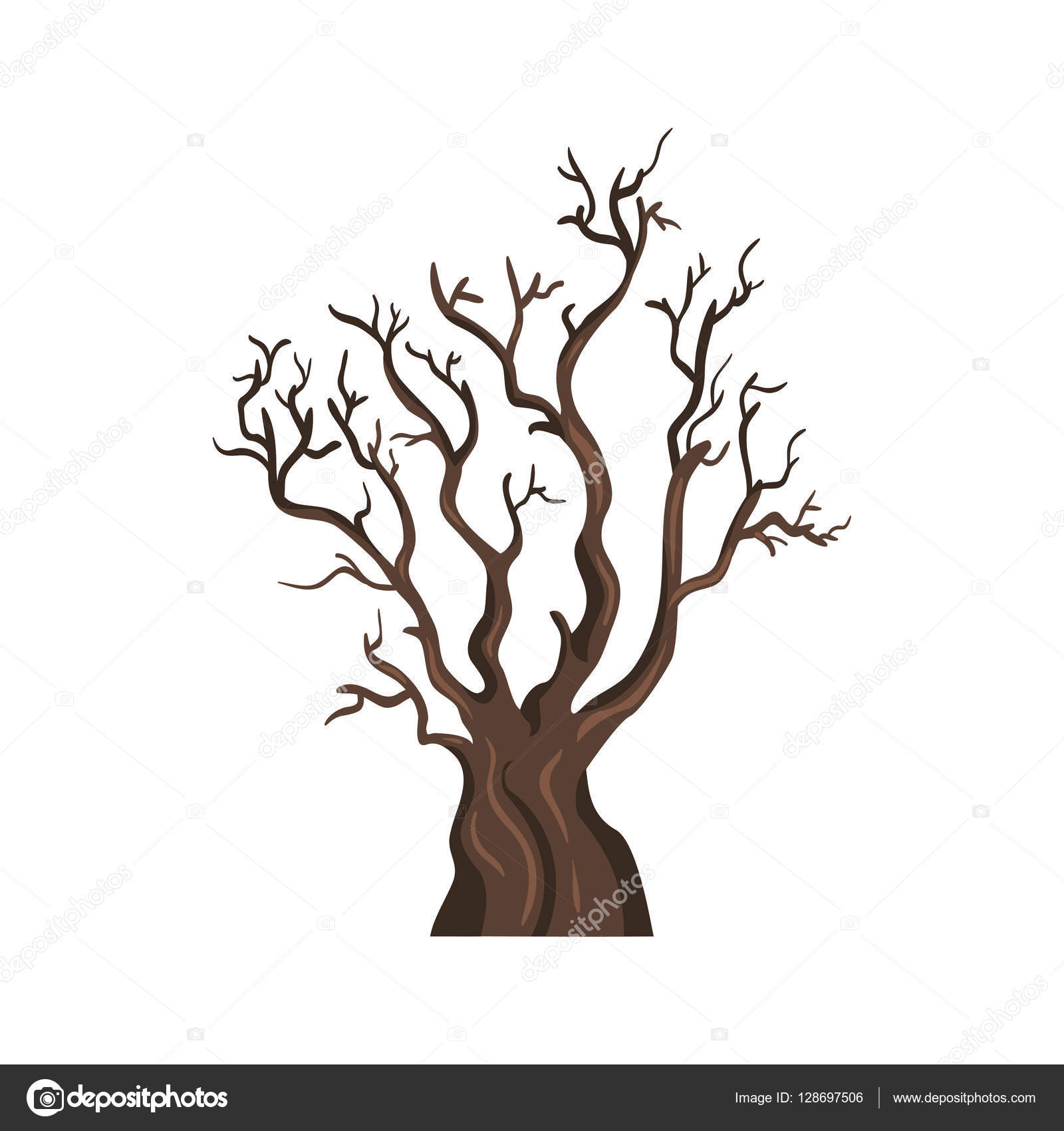 Single Cartoon Brown Bare Tree Stock Vector Image by ©nikiteev #128697506