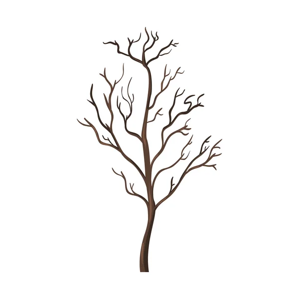 Single Cartoon Brown Bare Tree — Stock Vector