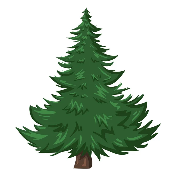 Cartoon Pine Tree on White — Stock Vector