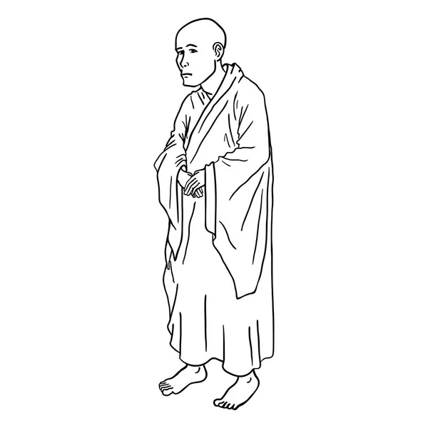 Tek Lineart Budist rahip — Stok Vektör