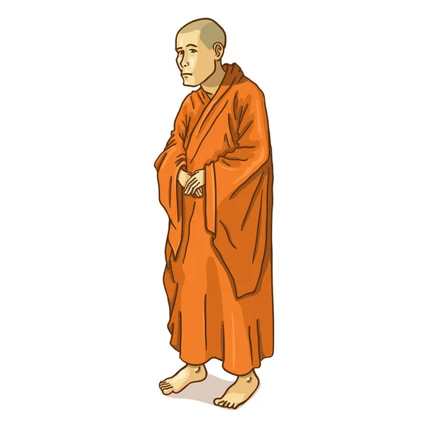 Single Cartoon Buddhist Monk — Stock Vector