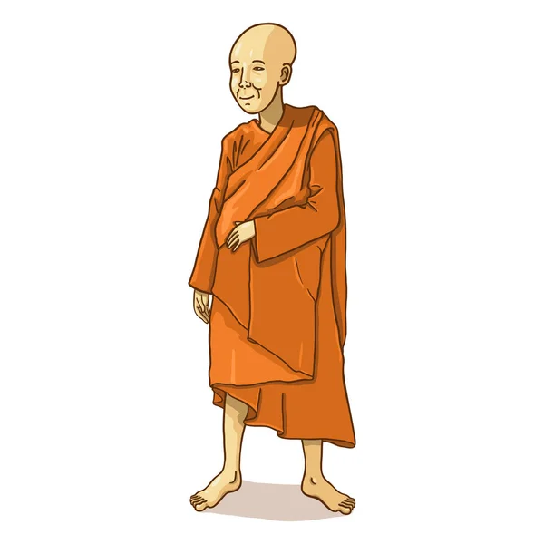 Egyetlen rajzfilm buddhista szerzetes — Stock Vector