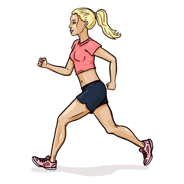 Cartoon Jogging ung kvinna. — Stock vektor