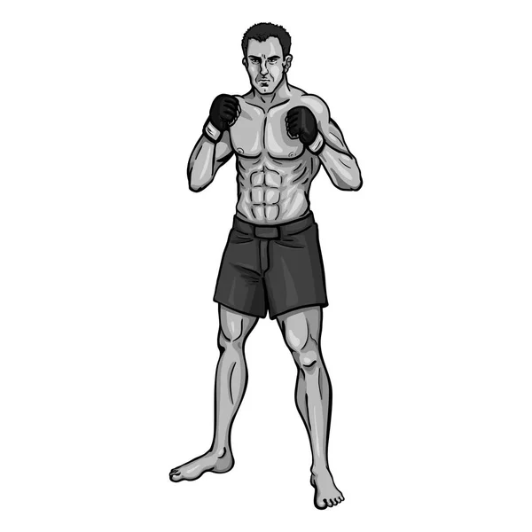Combattant MMA de bande dessinée unique — Image vectorielle