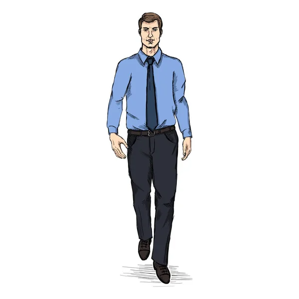 Άνθρωπος μοντέλο στο πουκάμισο και γραβάτα. — Διανυσματικό Αρχείο