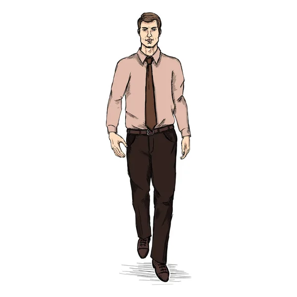 Man Model in Shirt and Tie. — Stock Vector