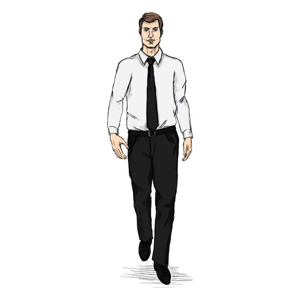 Man Model in Shirt and Tie. — Stock Vector