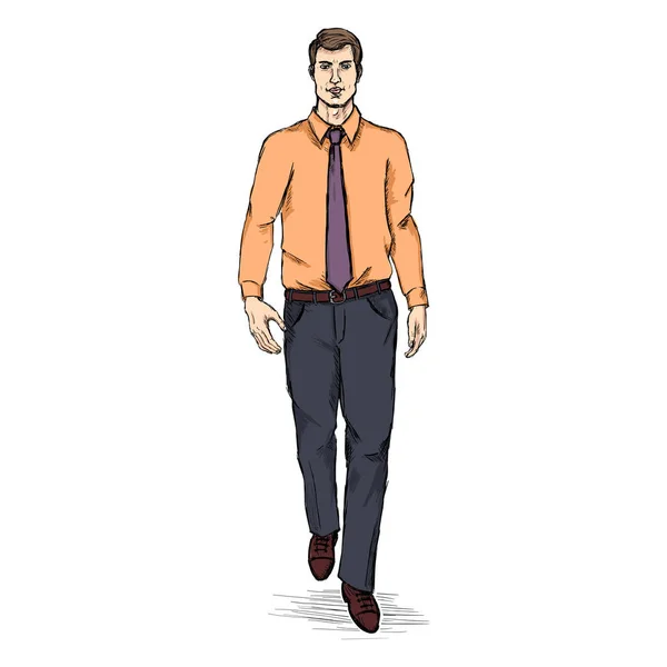 Homem modelo em camisa e gravata . — Vetor de Stock