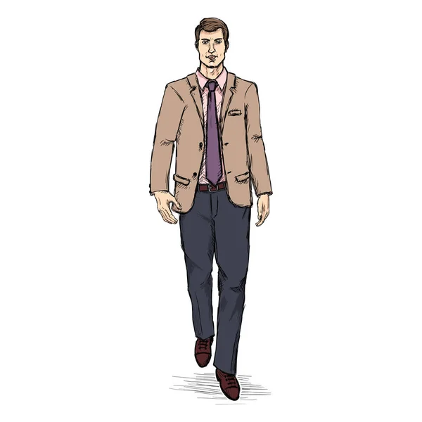 Homme Modèle en costume . — Image vectorielle