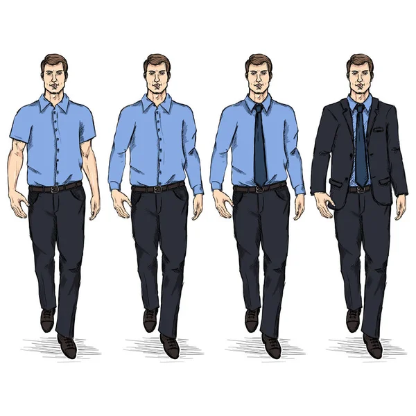 Hommes modèles dans le code vestimentaire d'entreprise — Image vectorielle