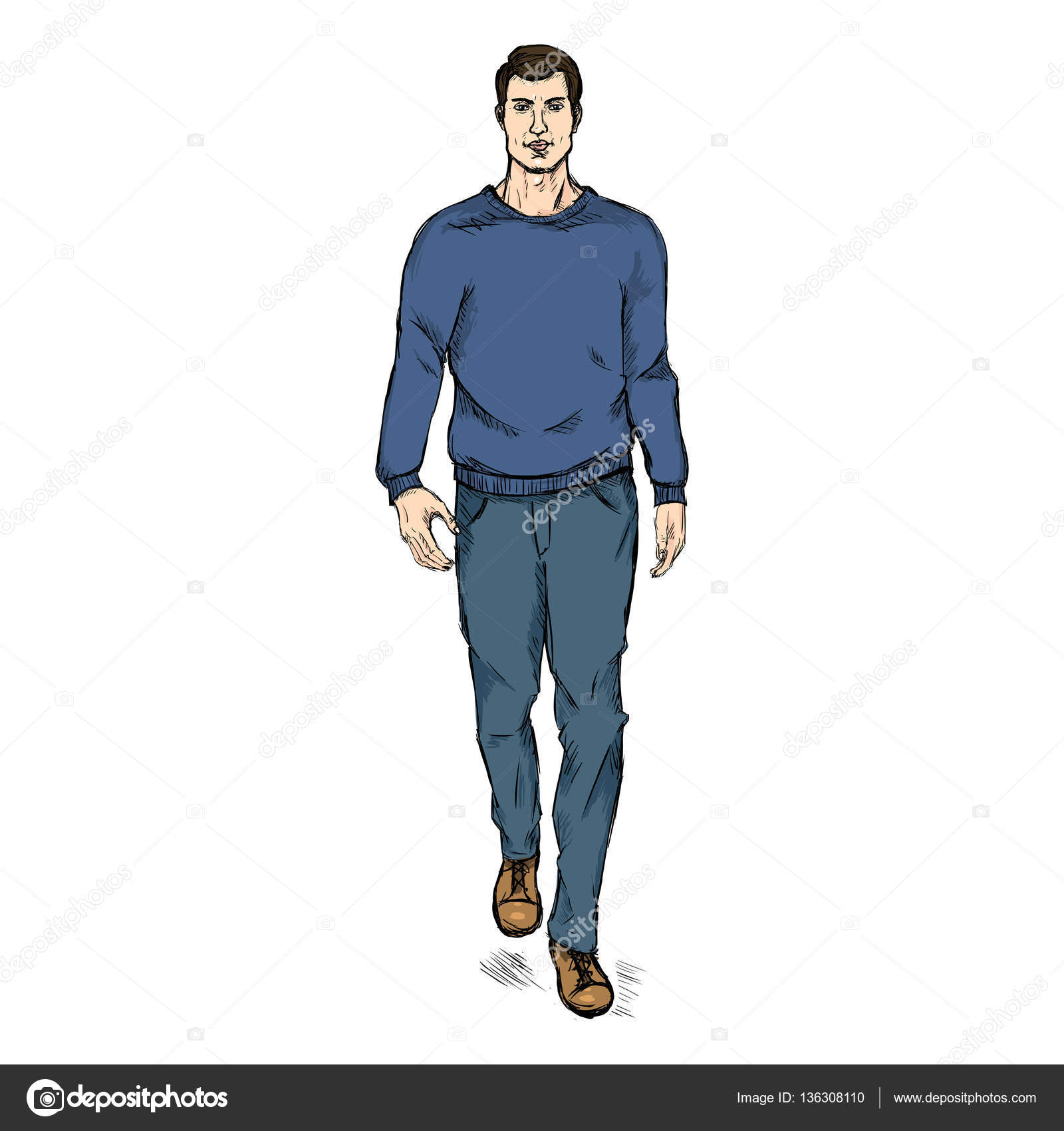 Fashion Template Of Walking Men Model Sketch Human Vector, Model, Sketch,  Human PNG and Vector with Transparent Background for Free Download