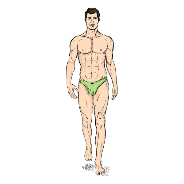 Male Model in Underwear — Stock Vector