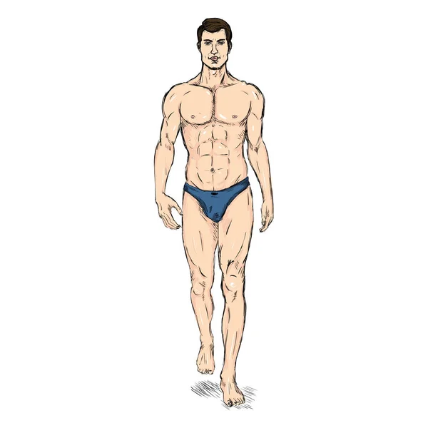 Male Model in Underwear — Stock Vector