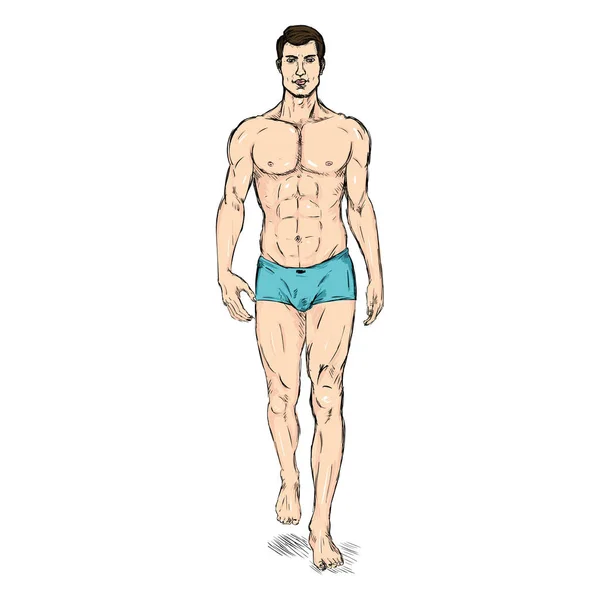 Modelo masculino en ropa interior — Vector de stock