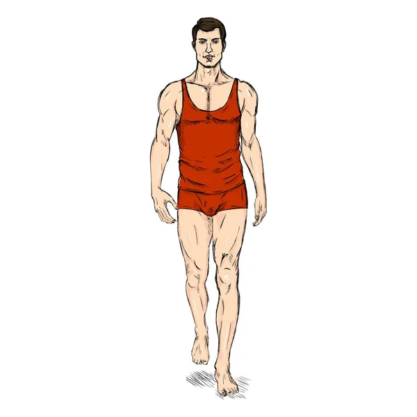 Modelo masculino en ropa interior — Vector de stock