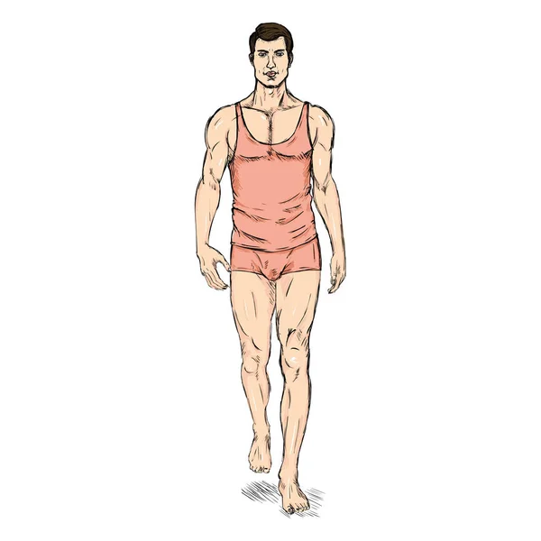 Modelo masculino en ropa interior — Vector de stock
