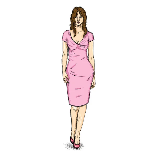 Modelo femenino en vestido — Vector de stock