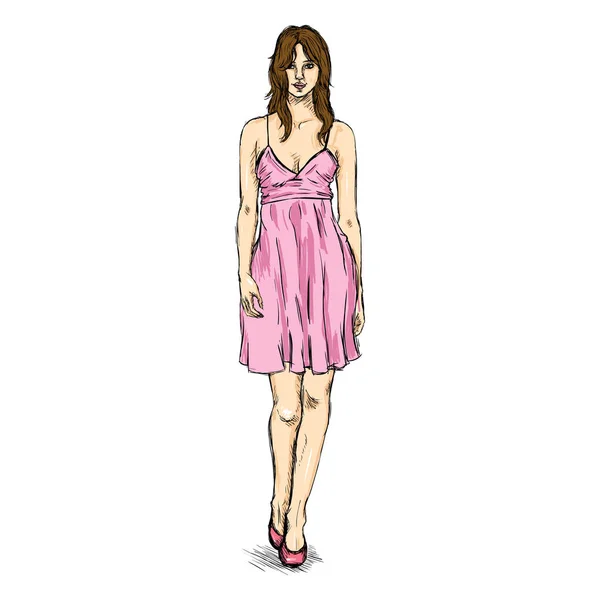 Женская модель в платье — стоковый вектор