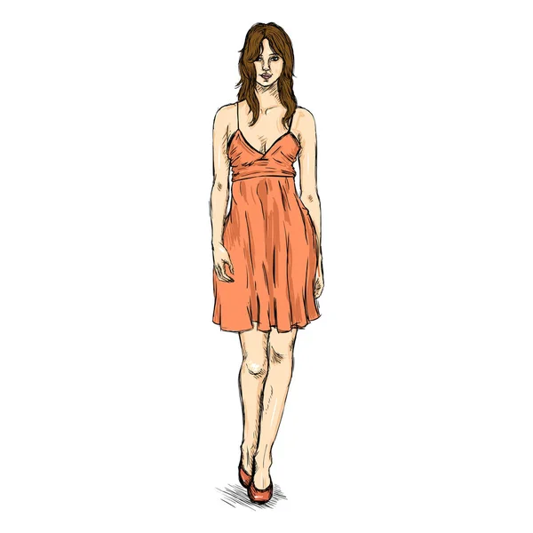 Female Model in Dress — Stock Vector