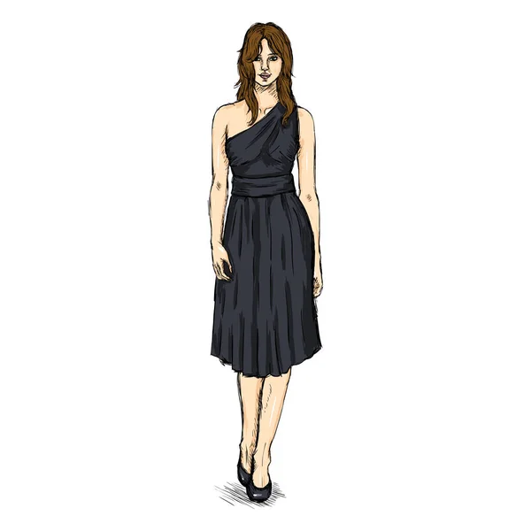 Modelo femenino en vestido — Vector de stock