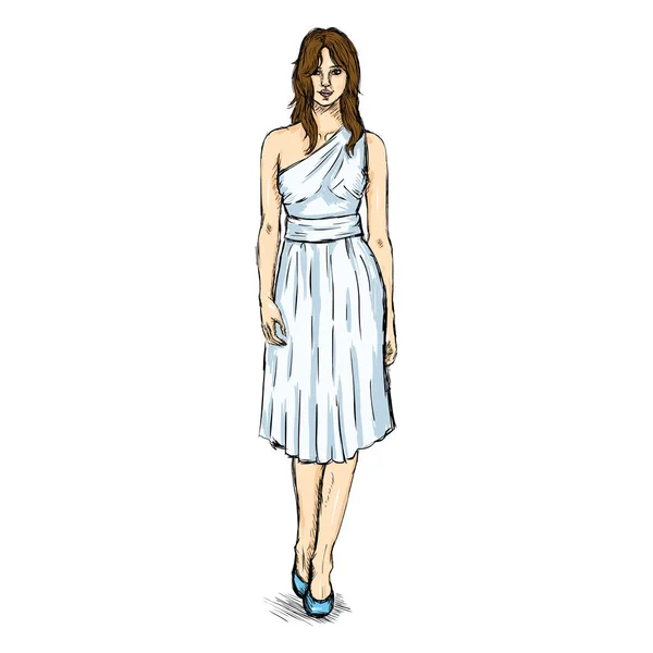 Modelo femenino en vestido — Vector de stock