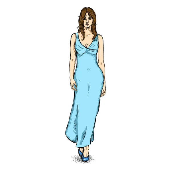 Vrouwelijke Model in jurk — Stockvector