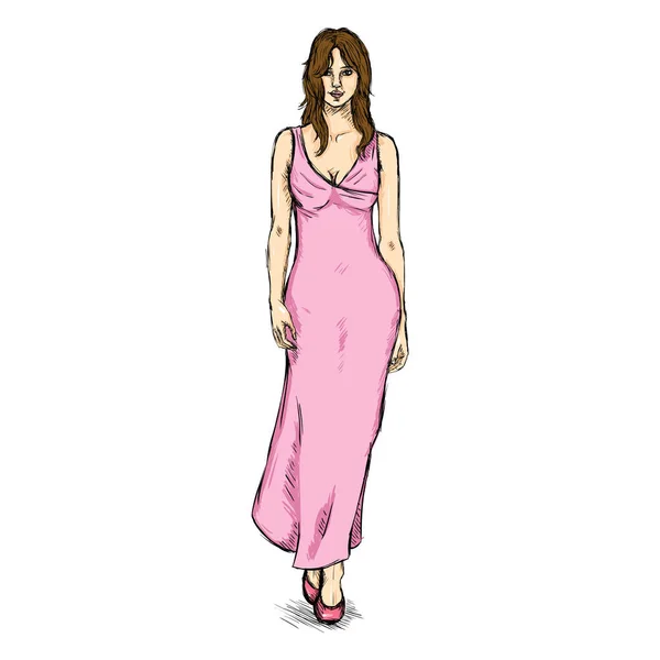 Modelo femenino en vestido — Vector de stock