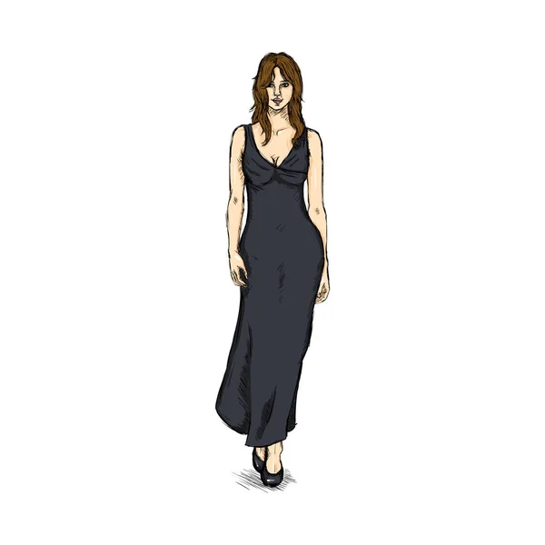 Vrouwelijke Model in jurk — Stockvector