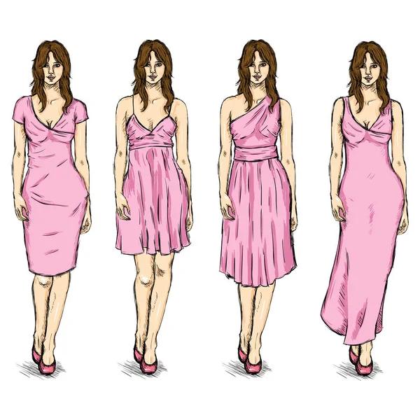 ドレスのファッションモデル — ストックベクタ