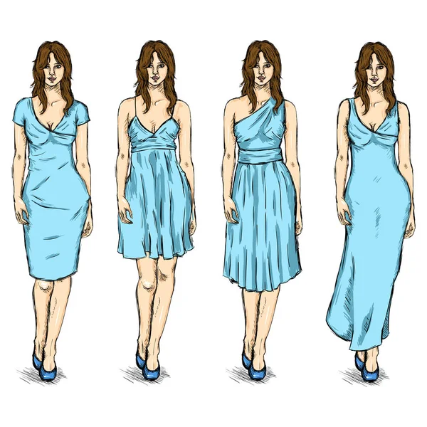 Modèles de mode en robes — Image vectorielle