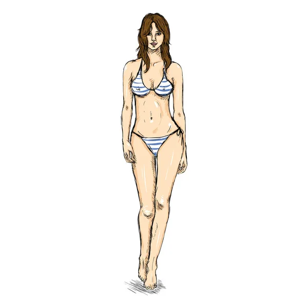 Kadın manken bikini — Stok Vektör