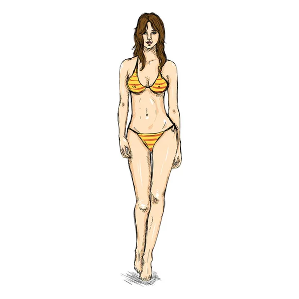 Mode weibliches Modell im Bikini — Stockvektor
