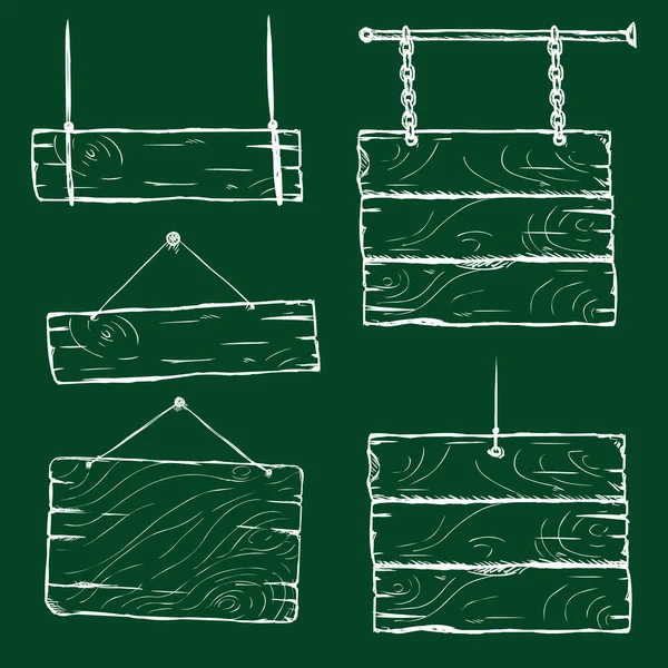 Set of Chalk Sketch Signposts — Stock Vector