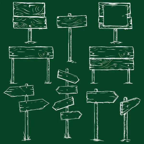 チョーク スケッチ看板一式 — ストックベクタ