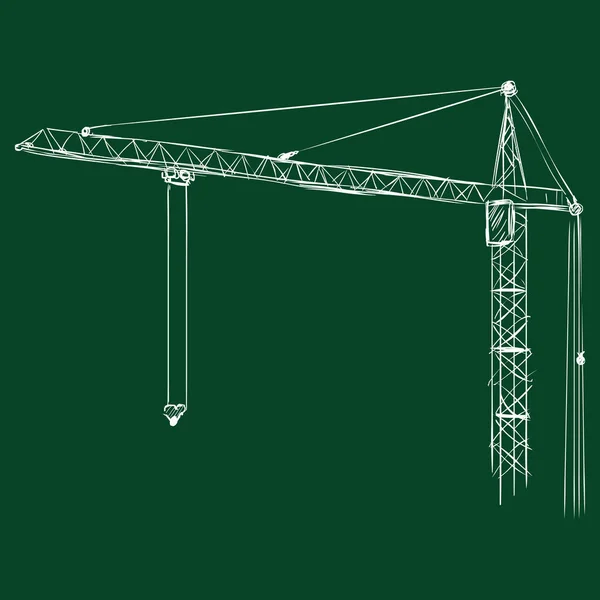 Chalk Building Tower Crane — Stock Vector