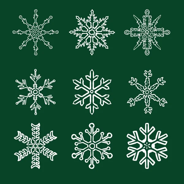 Craie Croquis Flocons de neige — Image vectorielle