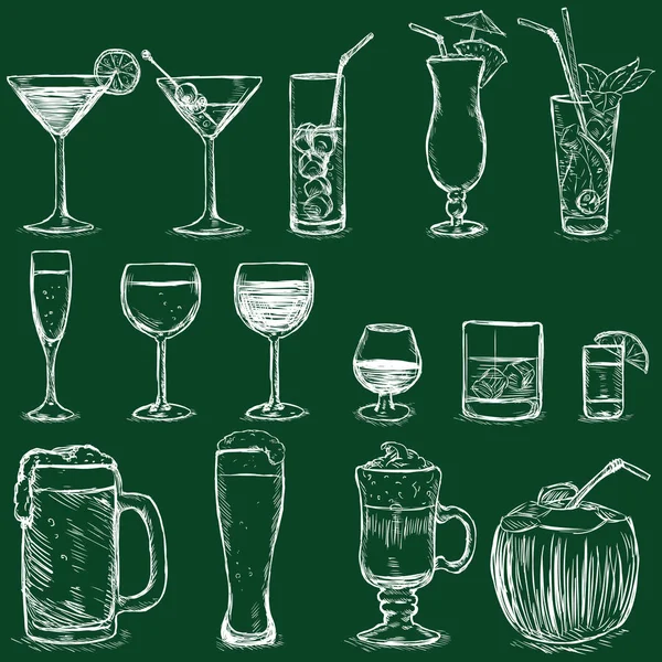 Cócteles y bebidas alcohólicas — Vector de stock