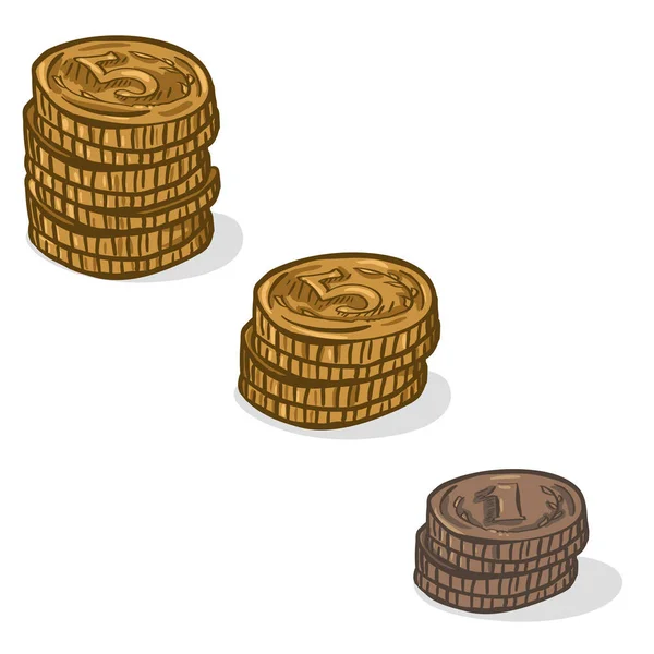 Set of Cartoon Coins Stacks — Stock Vector