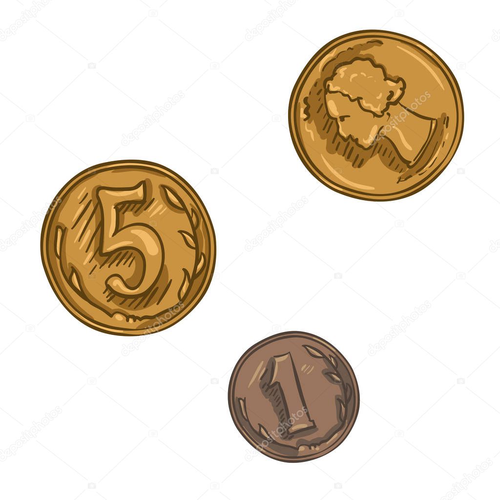 Set of Cartoon Coins