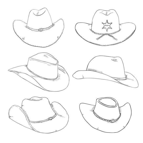 Cowboys Hats sketches set