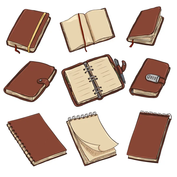 Ensemble d'illustrations de Cartoon Notebooks — Image vectorielle