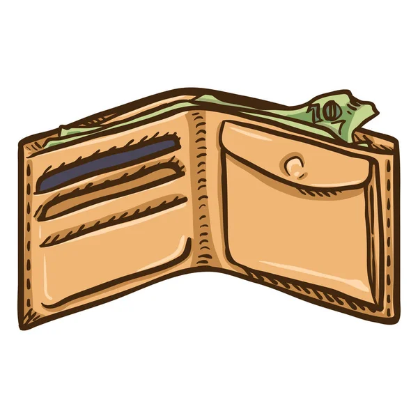 Karikatür bej cüzdan — Stok Vektör