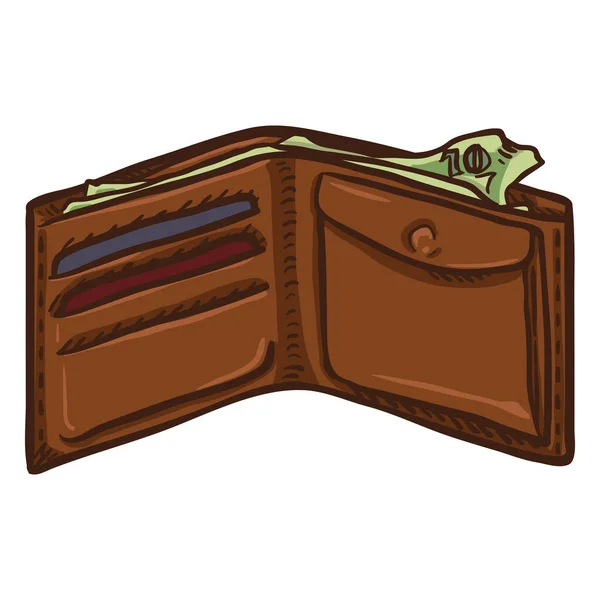 Cartoon Brown Wallet — Stock Vector