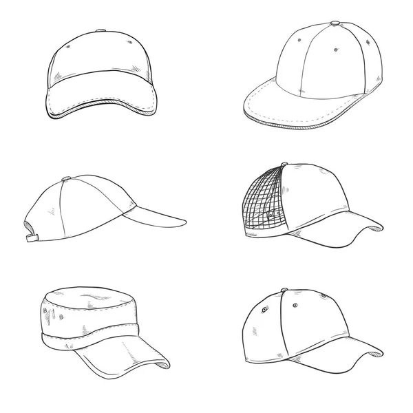 Sketch Gorras de béisbol — Vector de stock